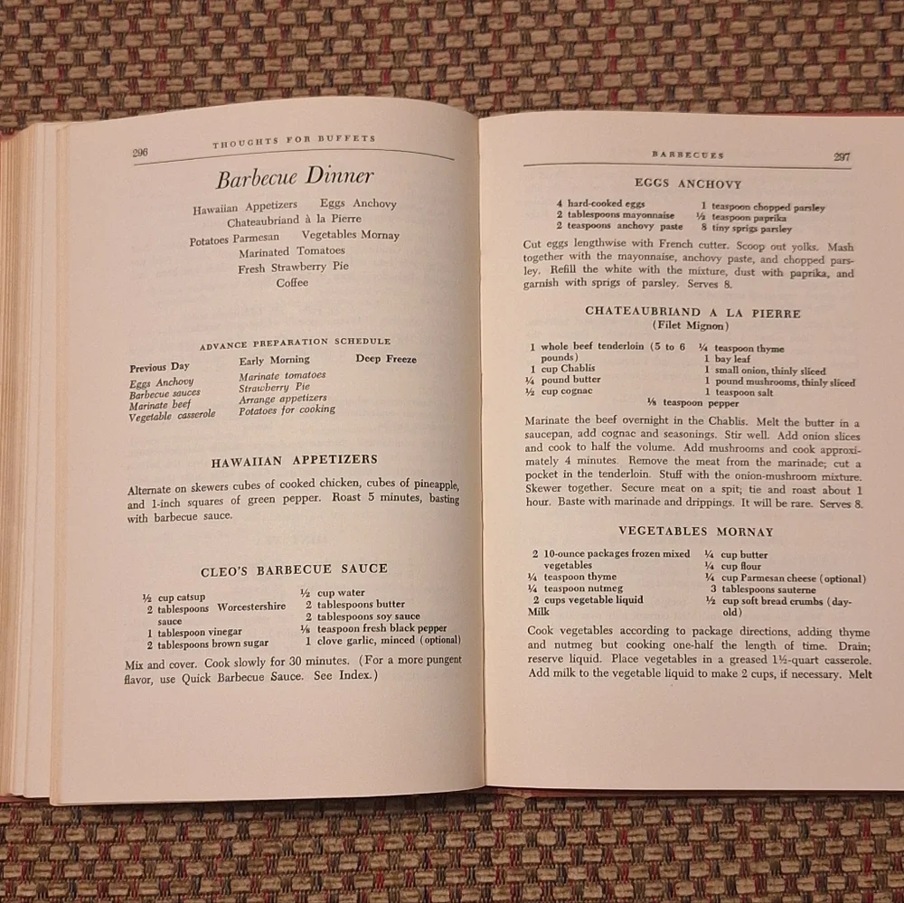 'Thoughts for Buffets' Cookbook Copyright 1958